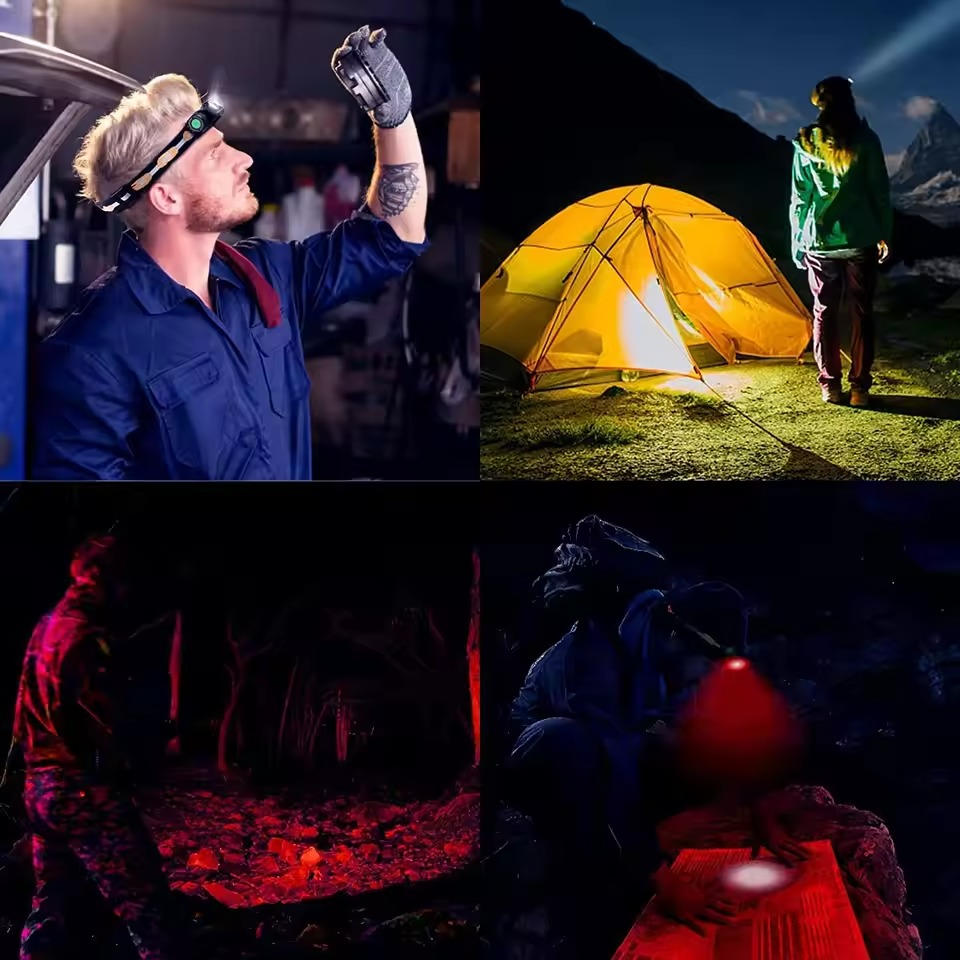 LED Headlamp Flashlight Adjustable Strap Rechargeable Headlight