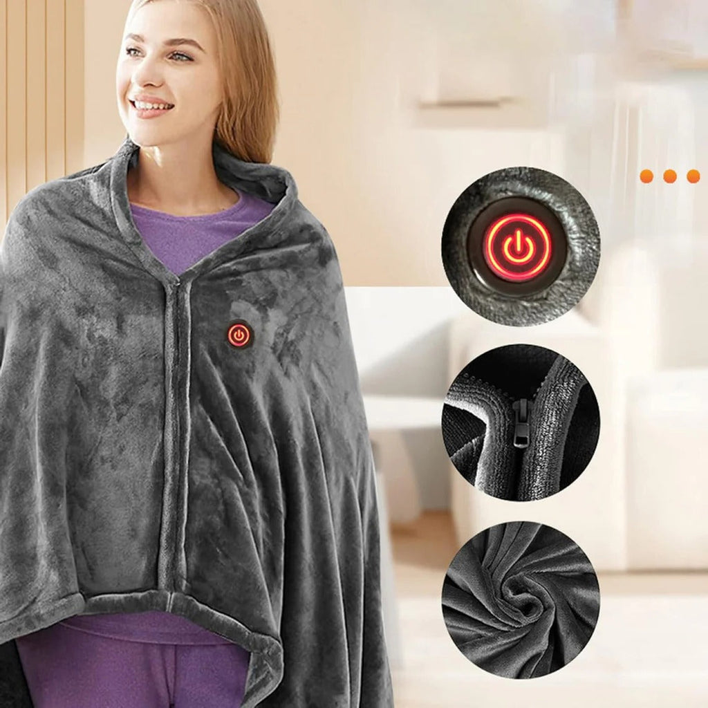 Electric Heated Shawl Blanket Portable Wearable Wrap