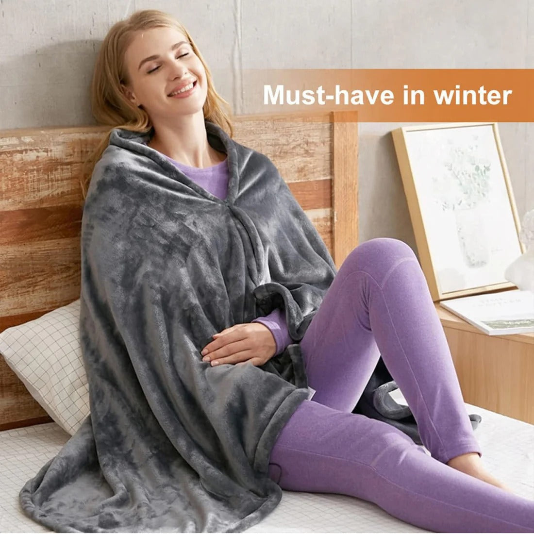 Electric Heated Shawl Blanket Portable Wearable Wrap