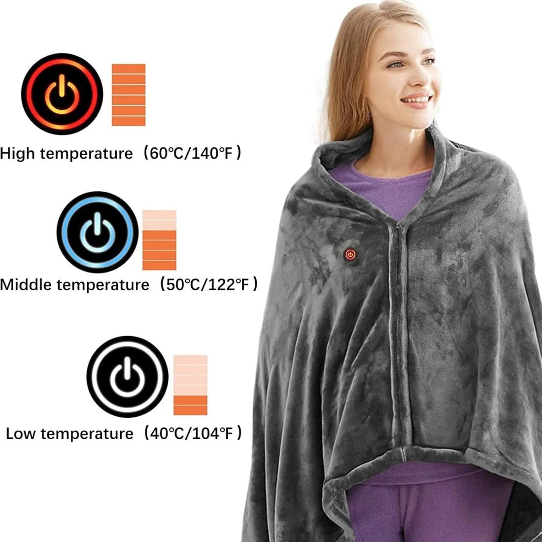 Electric Heated Shawl Blanket Portable Wearable Wrap