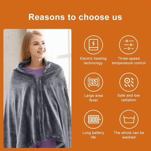 Electric Heated Shawl Blanket Portable Wearable Wrap