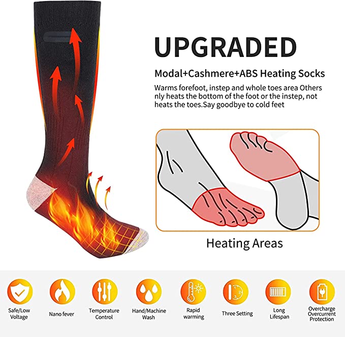 Electric Heated Socks Unisex 2 Pairs Foot Warmers