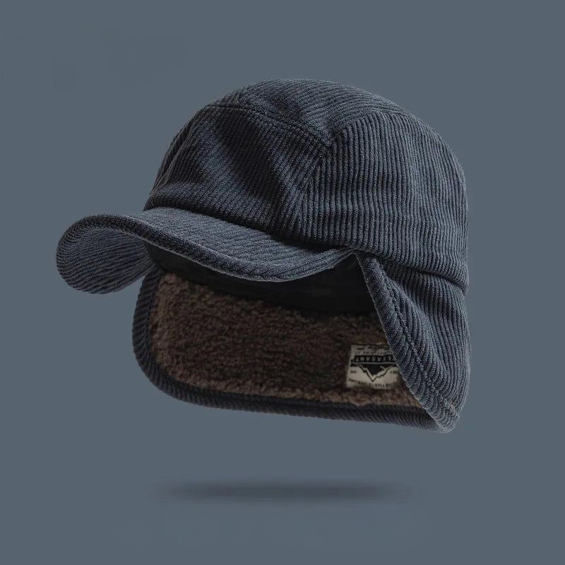 Corduroy Earflap Winter Hat Cap