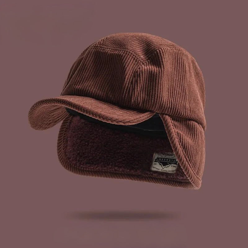 Corduroy Earflap Winter Hat Cap