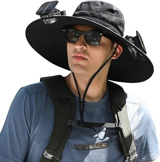 Men's Cooling Sun Hat with Dual Fans and Solar Power