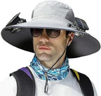 Men's Cooling Sun Hat with Dual Fans and Solar Power