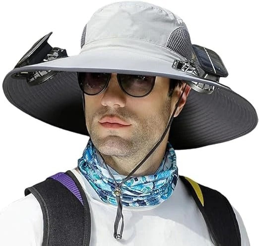 Men's Cooling Sun Hat with Dual Fans and Solar Power