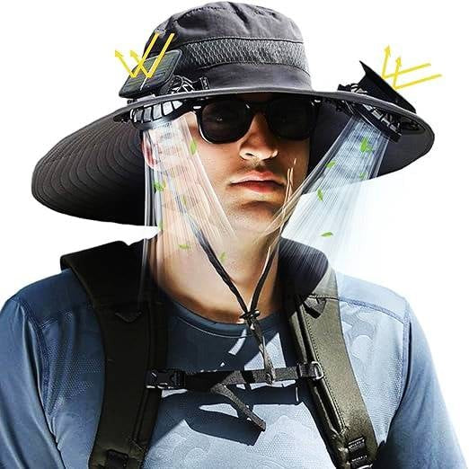 Men's Cooling Sun Hat with Dual Fans and Solar Power