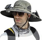 Men's Cooling Sun Hat with Dual Fans and Solar Power