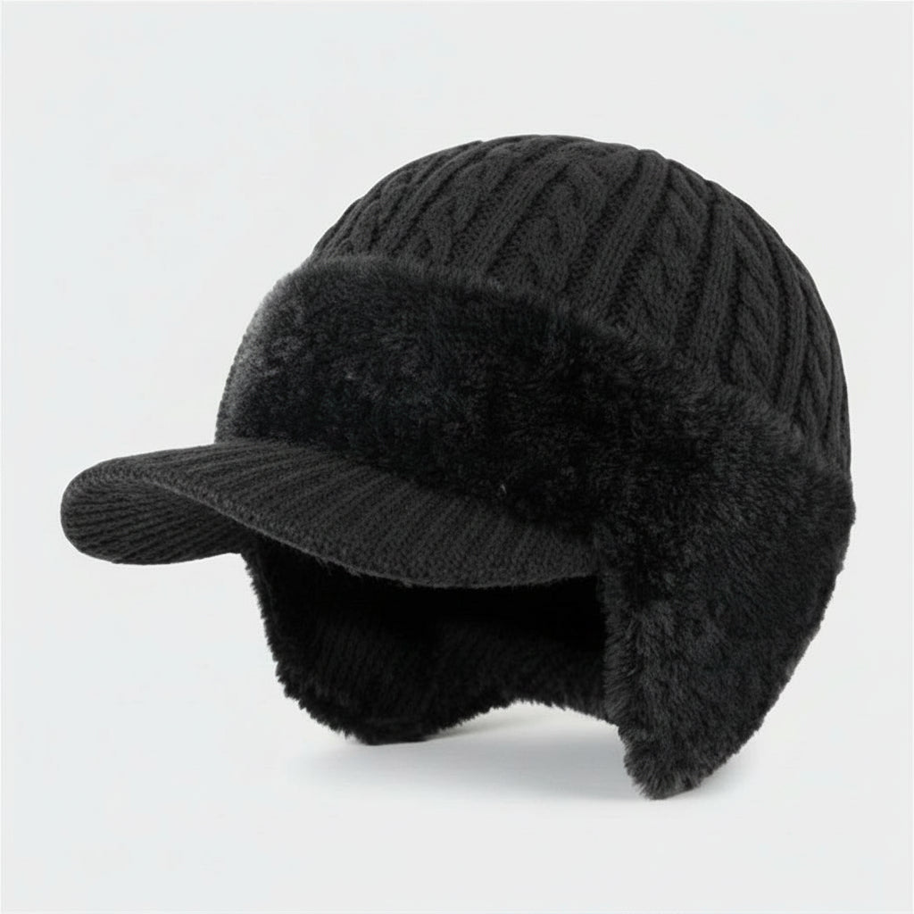 Trapper Hat with Ear Flaps Wool Lined Winter Hat