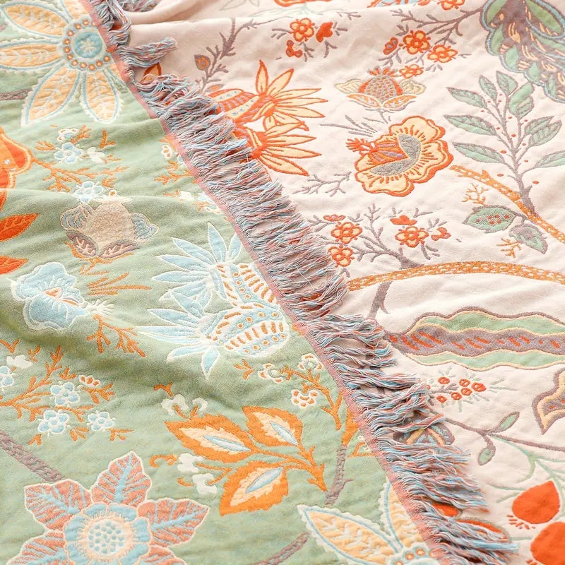 Cotton Throw Blanket Floral Pattern Sofa Cover Blanket