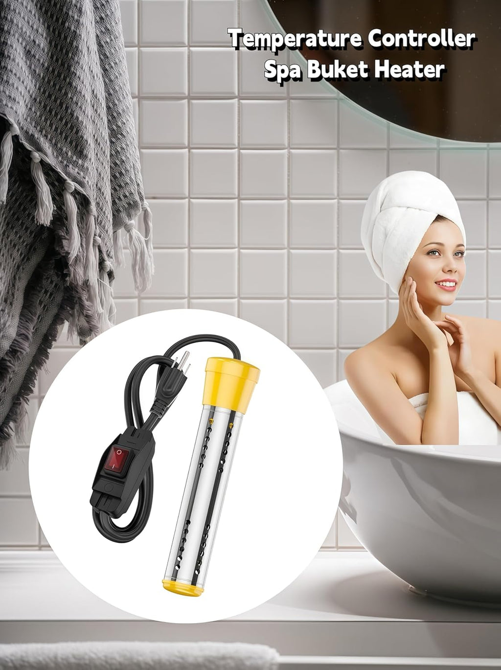 Electric Immersion Heater 2000W with Thermostat