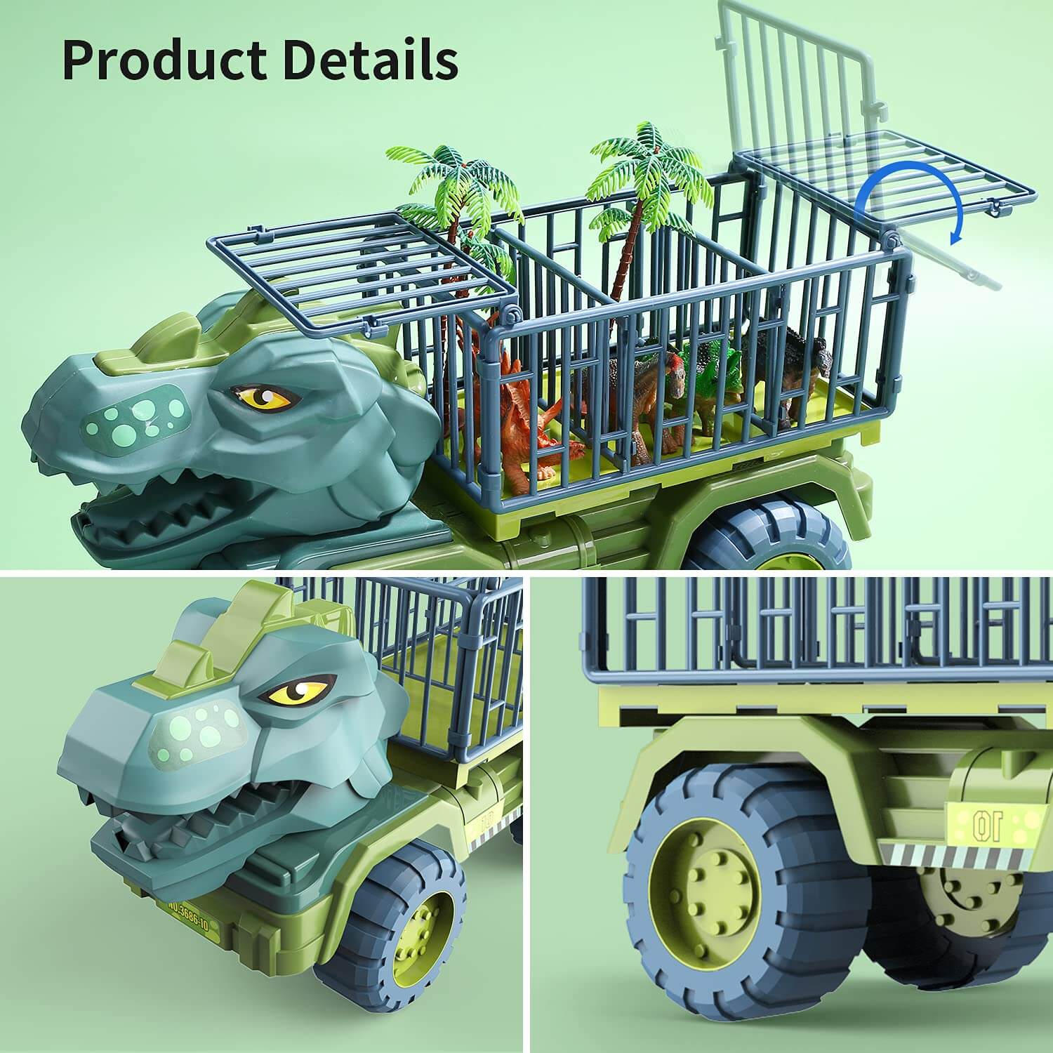 Dinosaur Transport Truck Toy Set Car Carrier Vehicle Playset