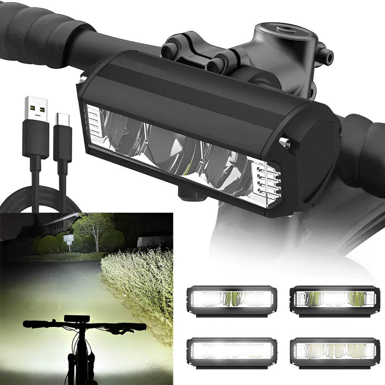 LED Bicycle Front Light Rechargeable Waterproof