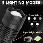 LED Rechargeable Zoom Flashlight Torch with Aluminium Body
