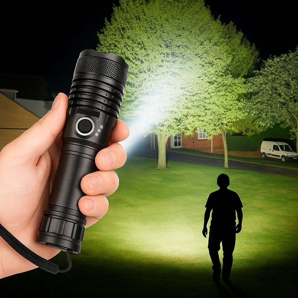LED Rechargeable Zoom Flashlight Torch with Aluminium Body