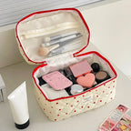 3 Piece Quilted Makeup Bag Set Travel Cosmetic Organizer Pouches