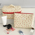 3 Piece Quilted Makeup Bag Set Travel Cosmetic Organizer Pouches