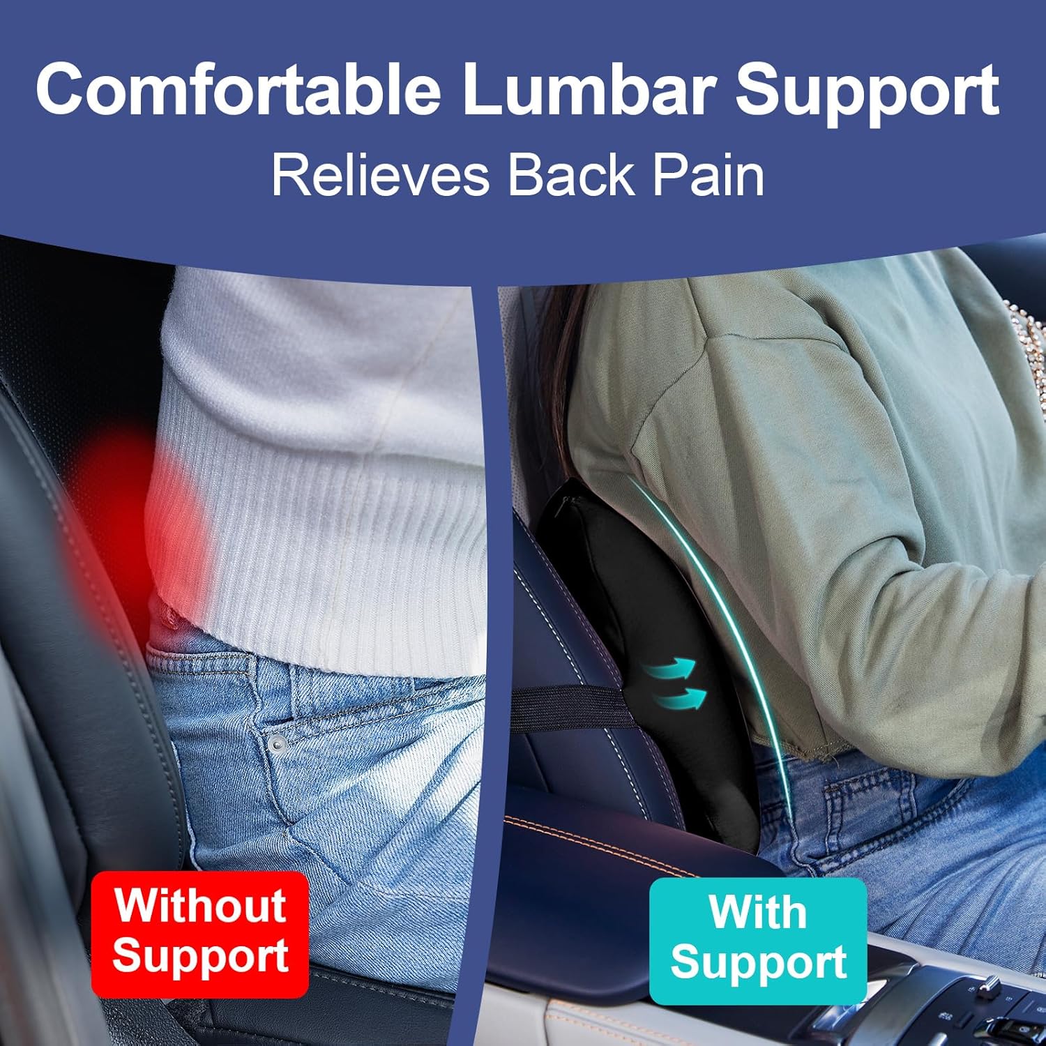 Memory Foam Lumbar Support Pillow Back Cushion