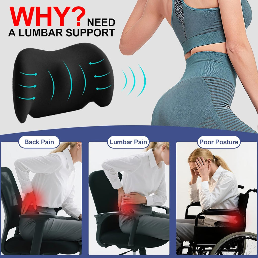 Memory Foam Lumbar Support Pillow Back Cushion