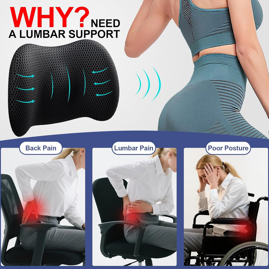 Memory Foam Lumbar Support Pillow Back Cushion