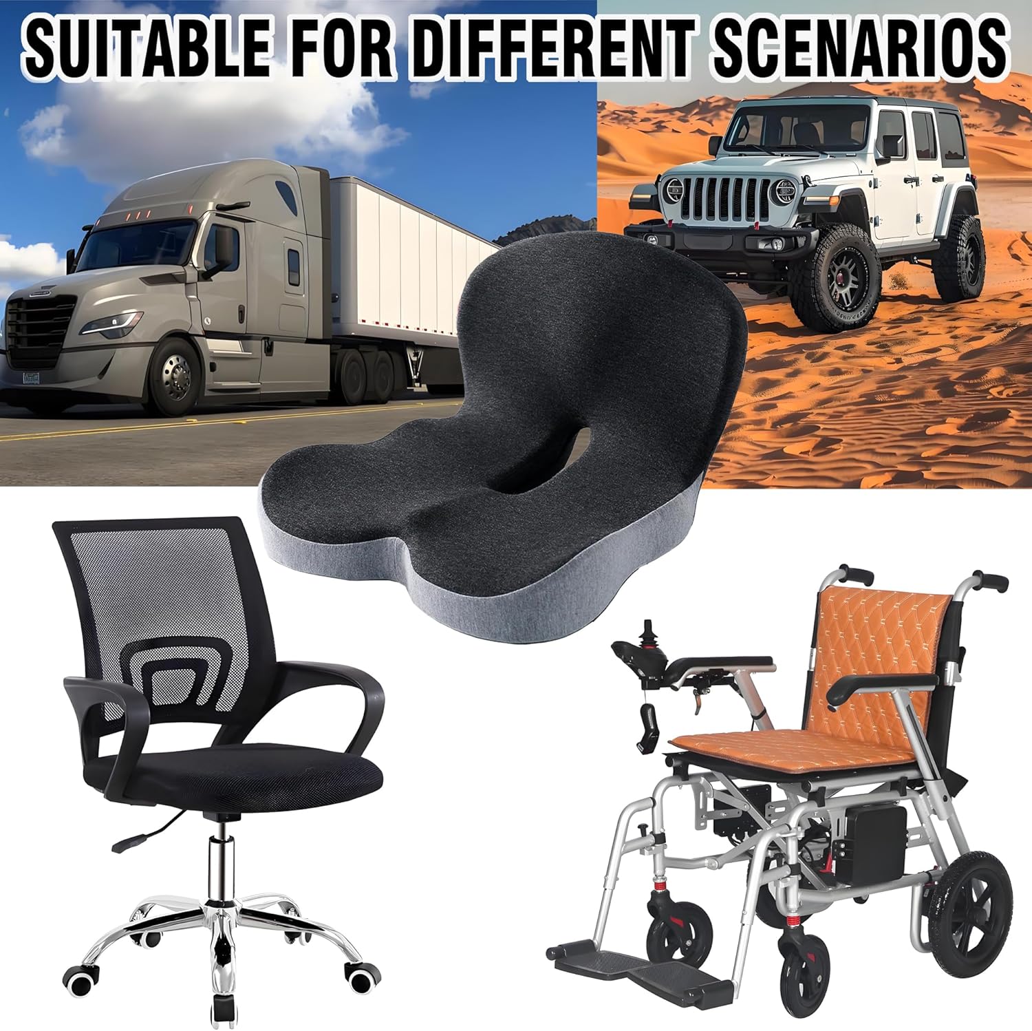 Memory Foam Seat Cushion for Office Chair and Home Chair Seating