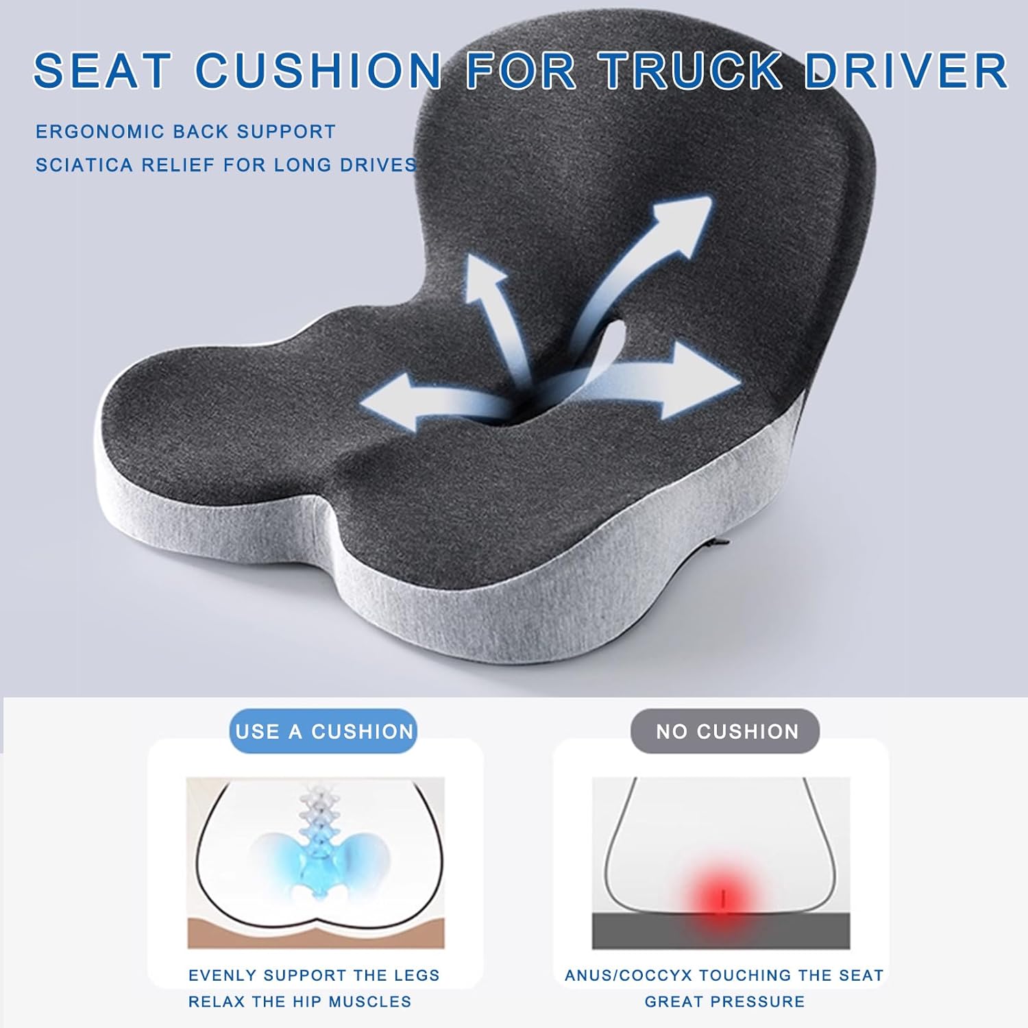 Memory Foam Seat Cushion for Car and Truck Drivers
