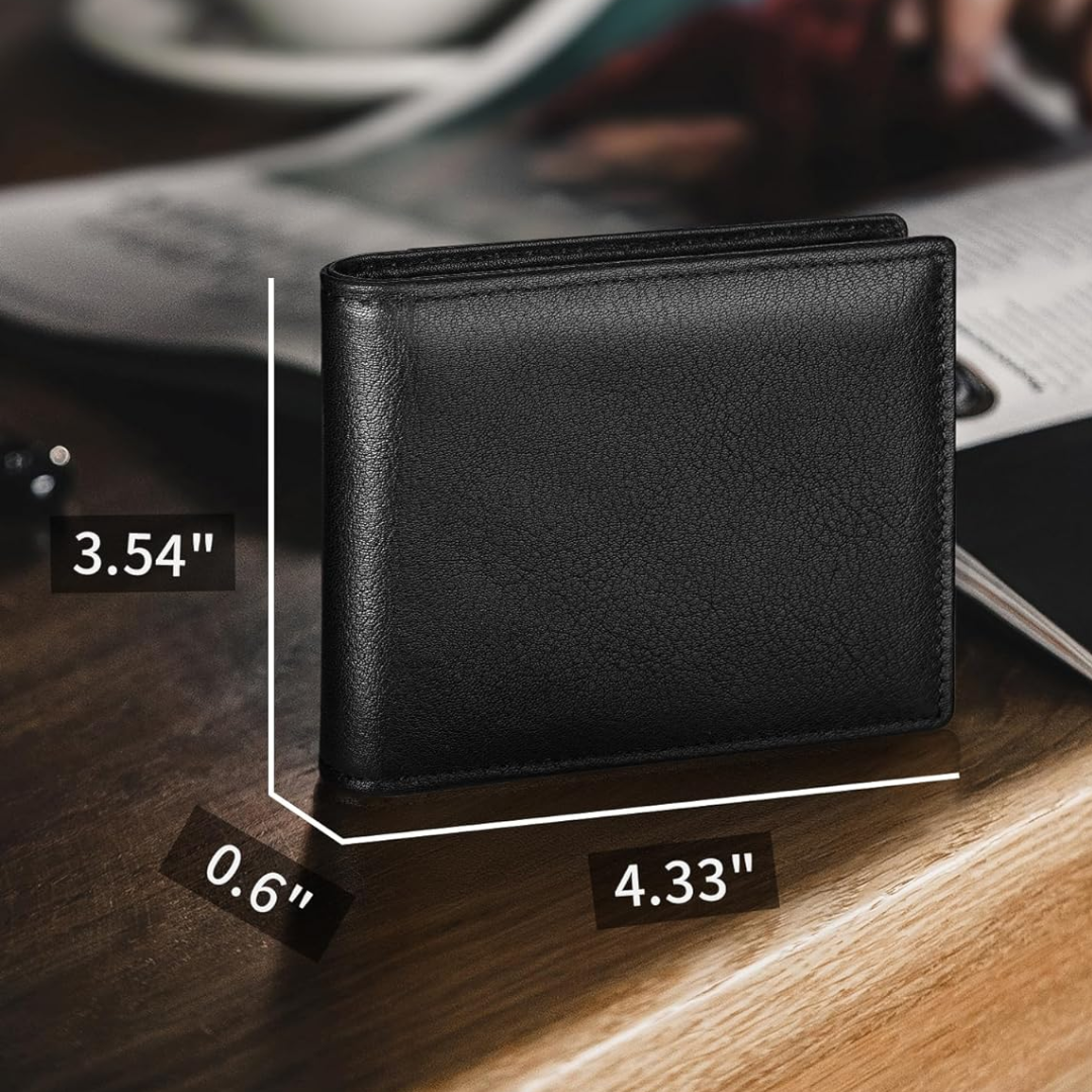 Men's Bifold Leather Wallet RFID Blocking Wallet