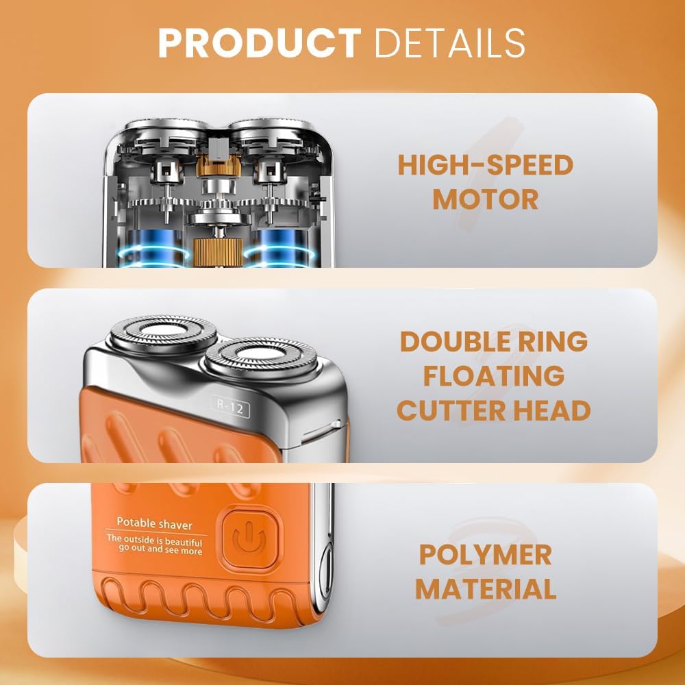 Electric Rechargeable Double Head Rotary Mini Shaver Razor