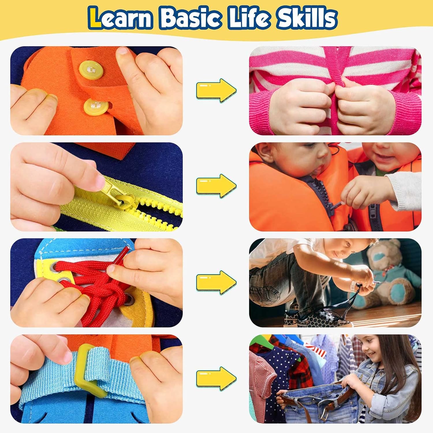 Montessori Toddler Activity Board Sensory Learning Book 2 to 4 Years