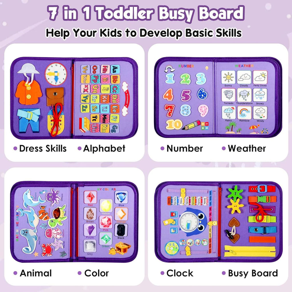 Montessori Toddler Activity Board Sensory Learning Book 2 to 4 Years