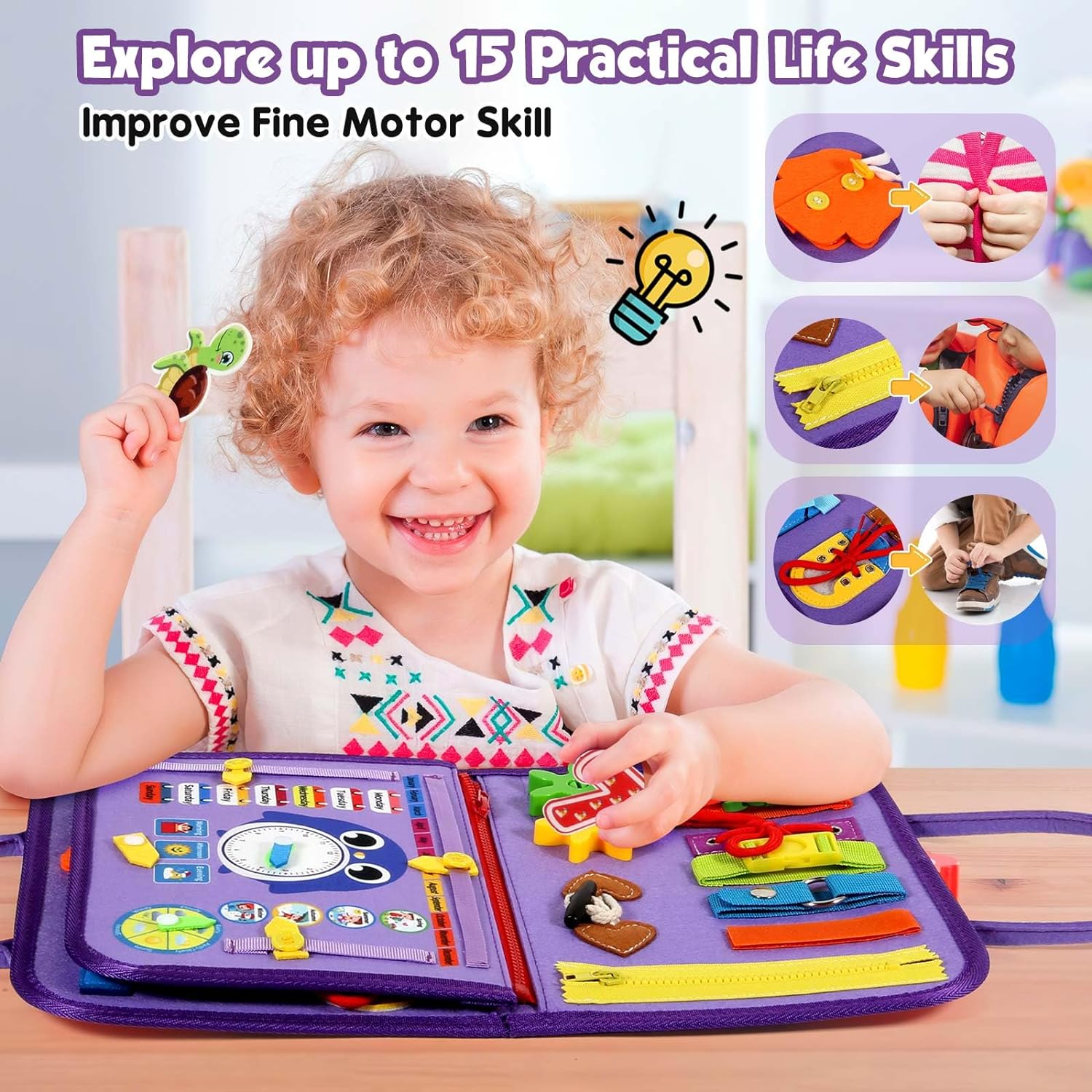 Montessori Toddler Activity Board Sensory Learning Book 2 to 4 Years