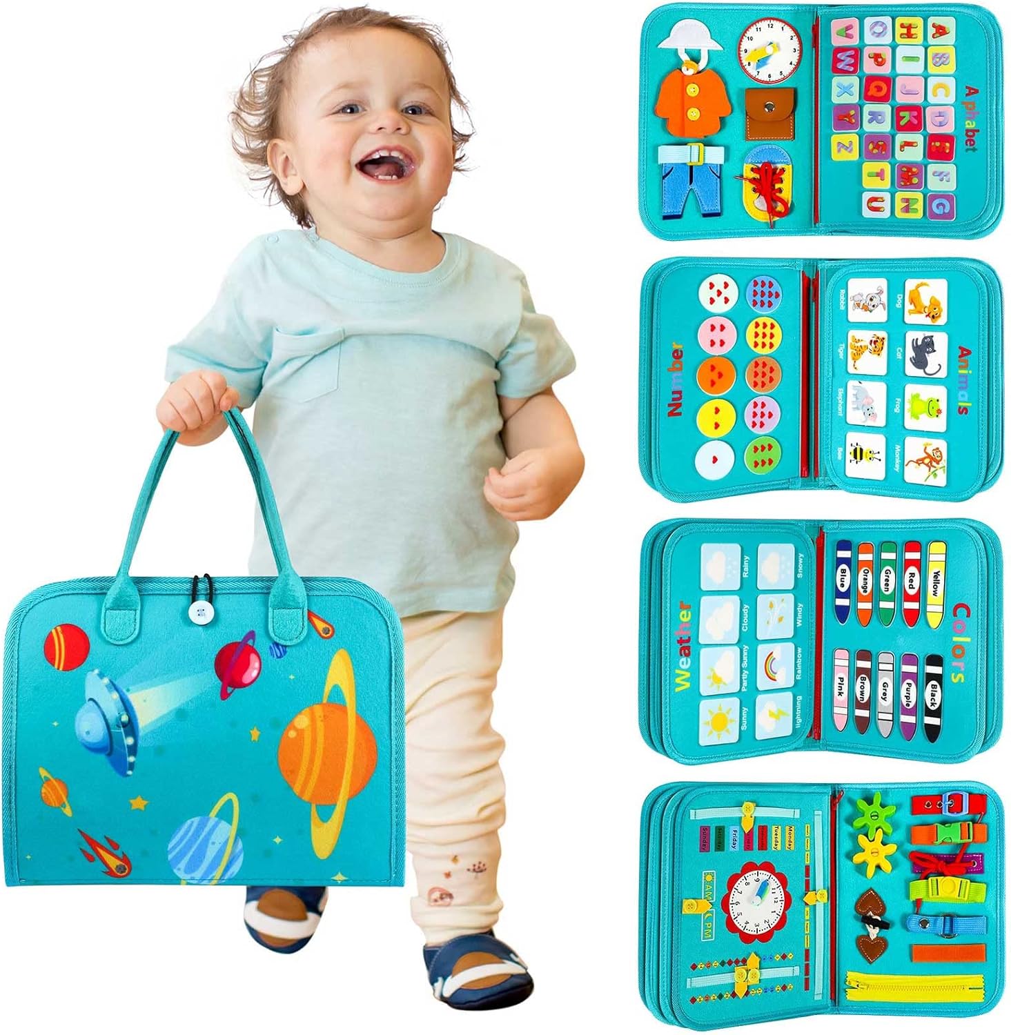Montessori Toddler Activity Board Sensory Learning Book 2 to 4 Years