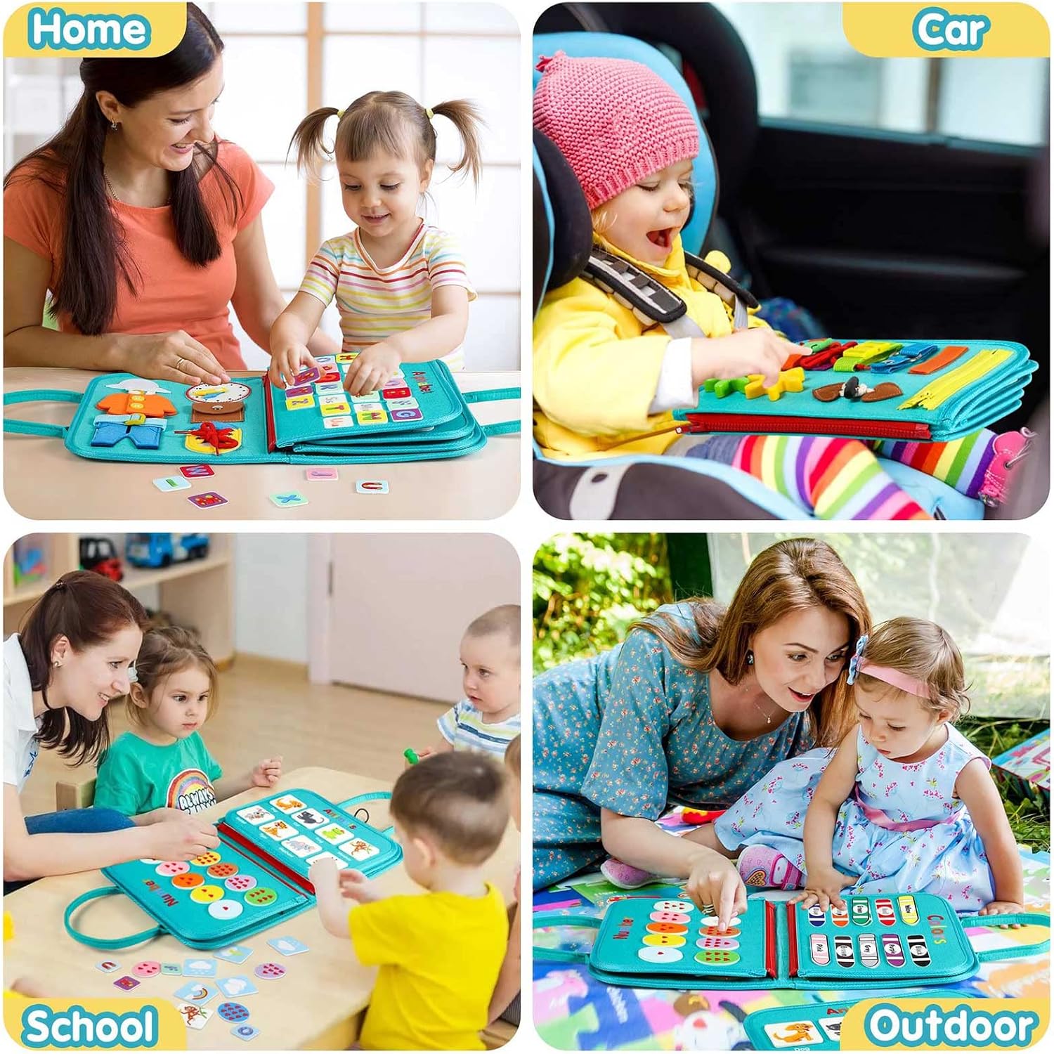 Montessori Toddler Activity Board Sensory Learning Book 2 to 4 Years