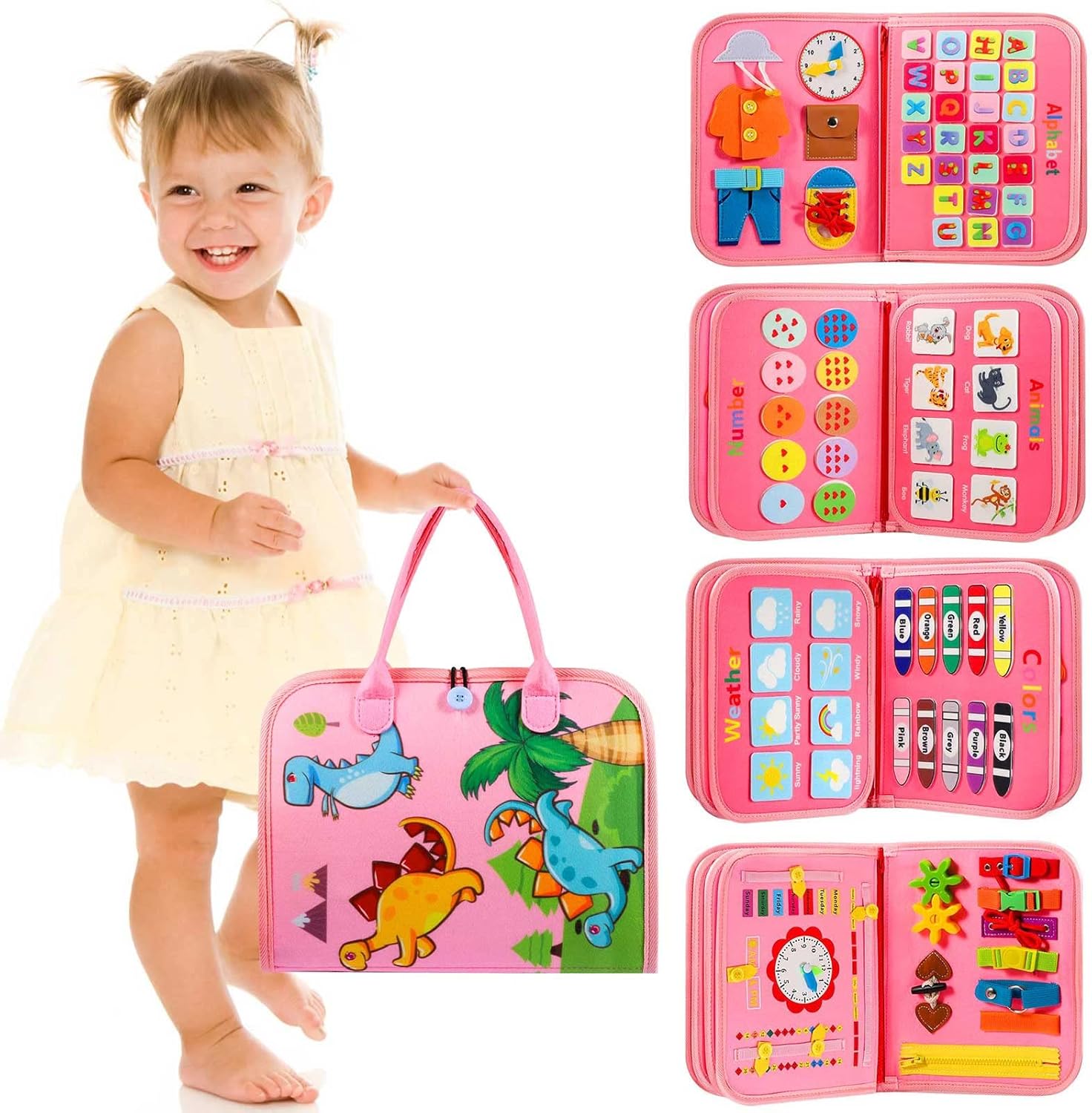 Montessori Toddler Activity Board Sensory Learning Book 2 to 4 Years