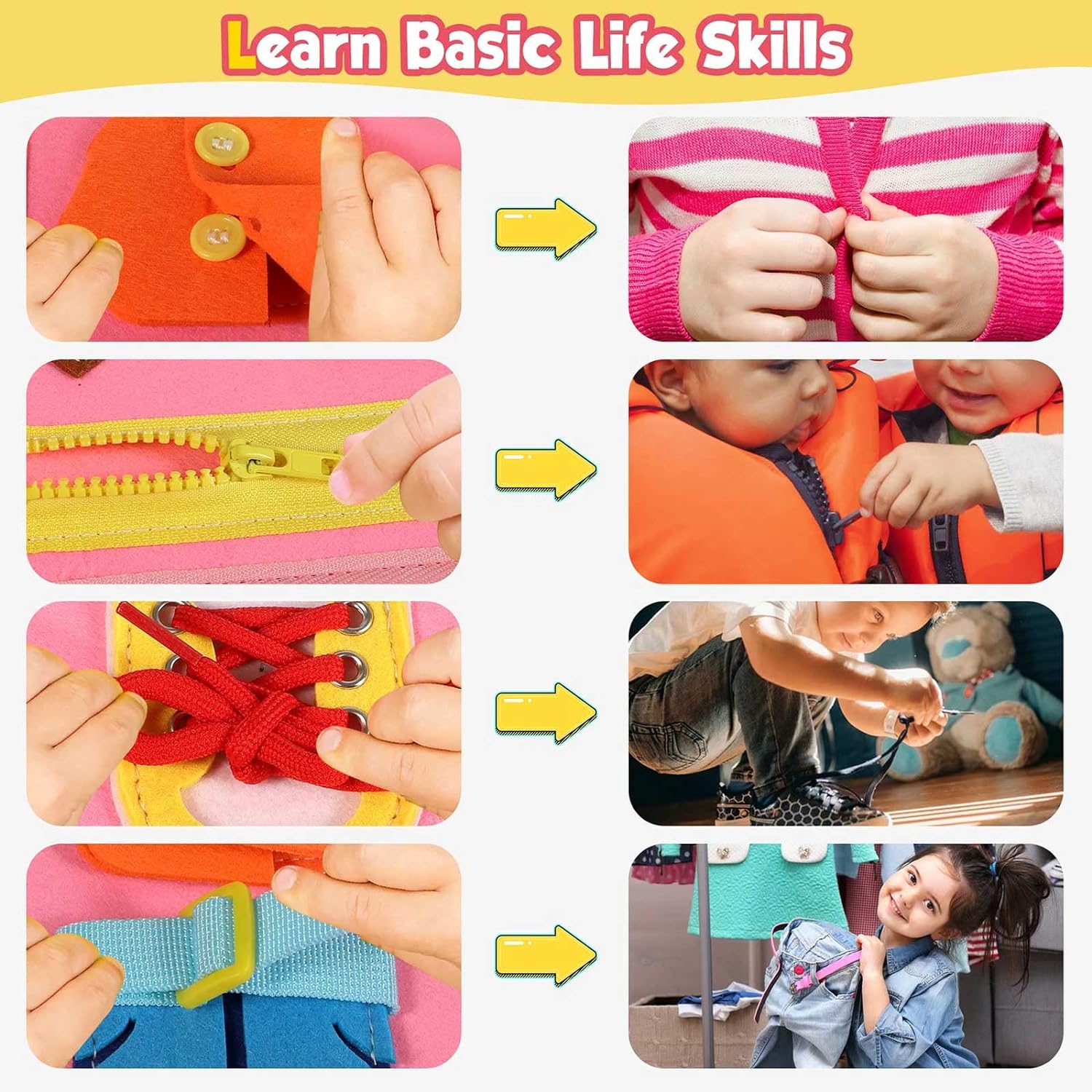 Montessori Toddler Activity Board Sensory Learning Book 2 to 4 Years
