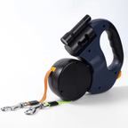 Double Dog Leash with LED Light Attachment Adjustable Hands Free