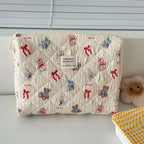 3 Piece Quilted Cosmetic Bag Set with Cartoon Design