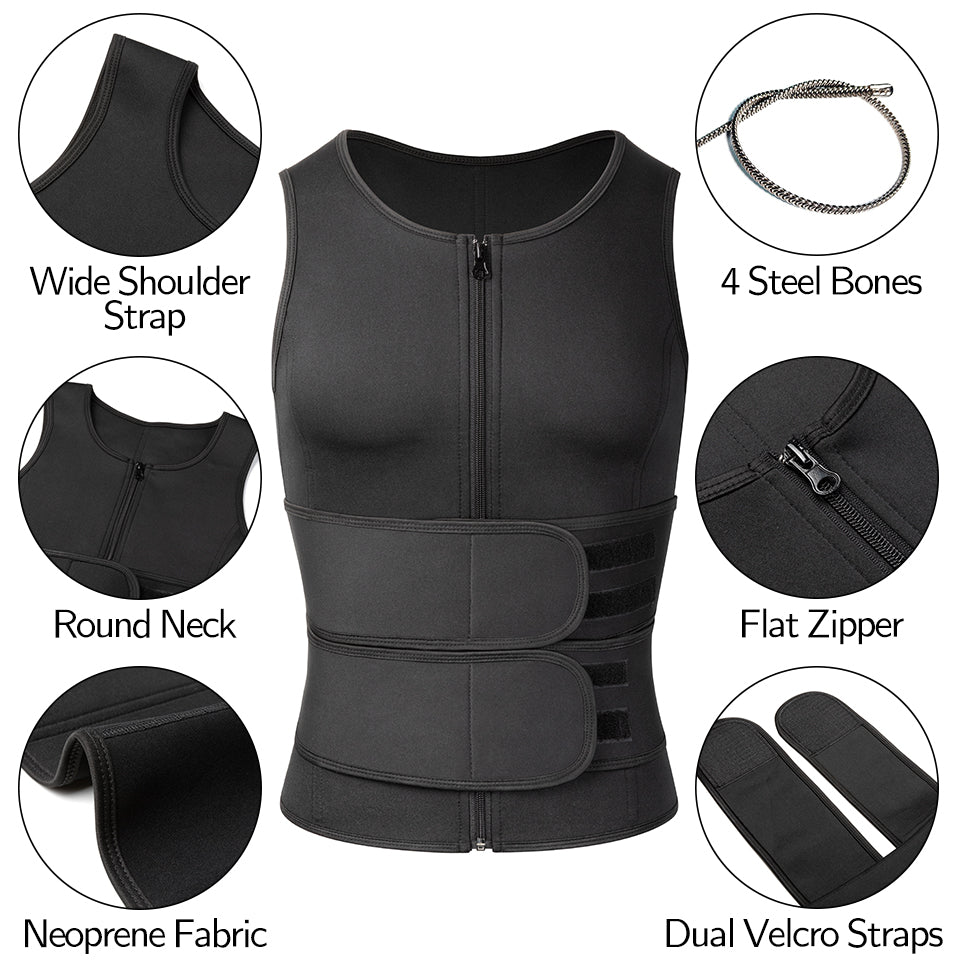 Men's Neoprene Sauna Vest Slim Fit Body Shaper Waist Trainer