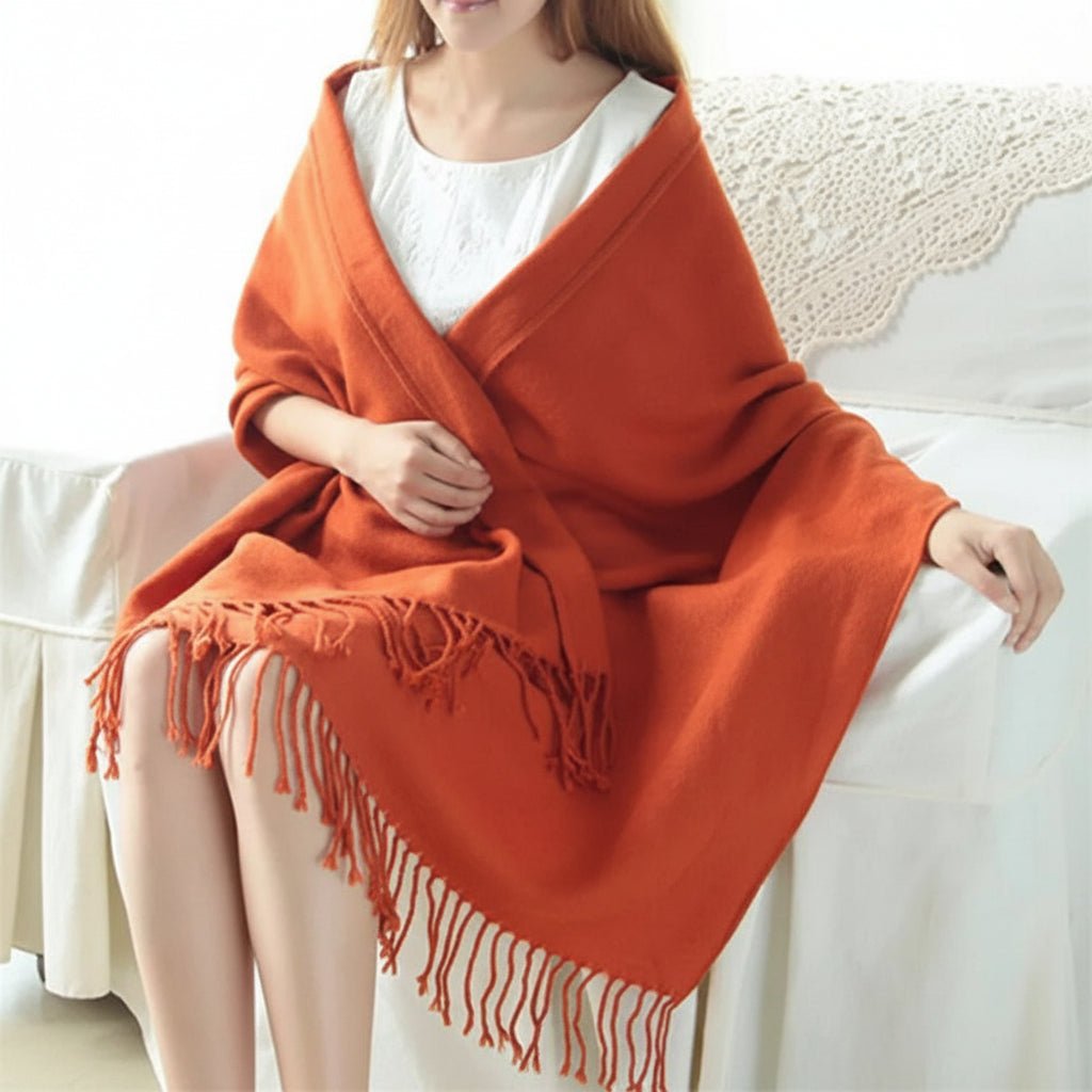 Women Large Square Winter Scarf Wrap Wool Blend Wrap Scarf