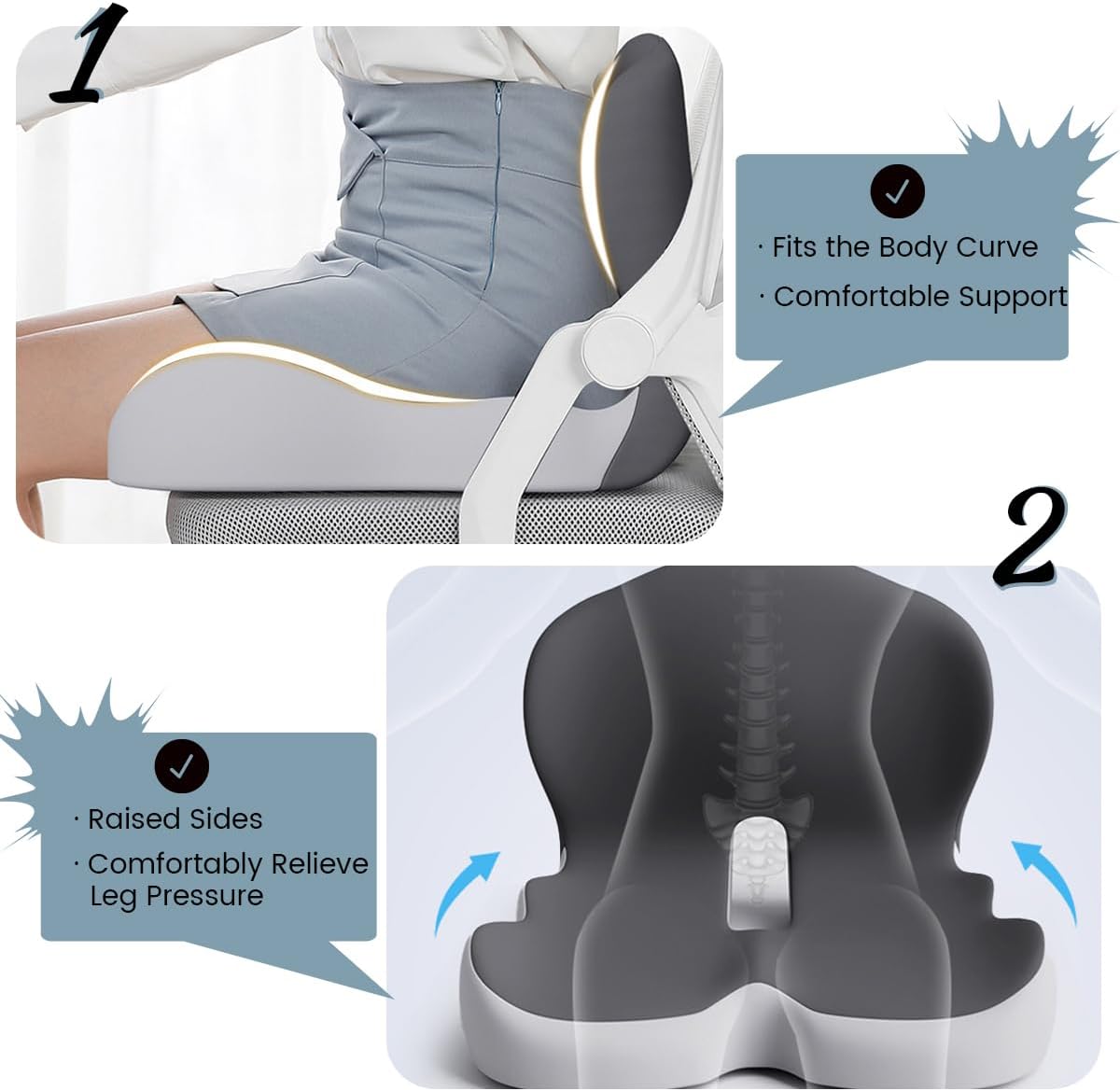 Lumbar Support Orthopedic Seat Cushion Cushion Pad for Chair