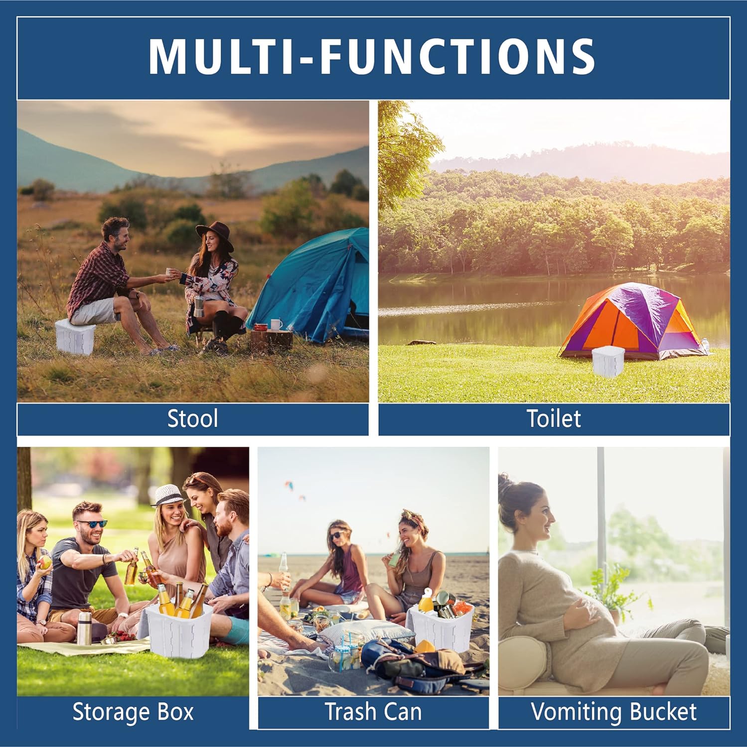 Folding Portable Camping Toilet Seat Outdoor Travel Toilet Chair