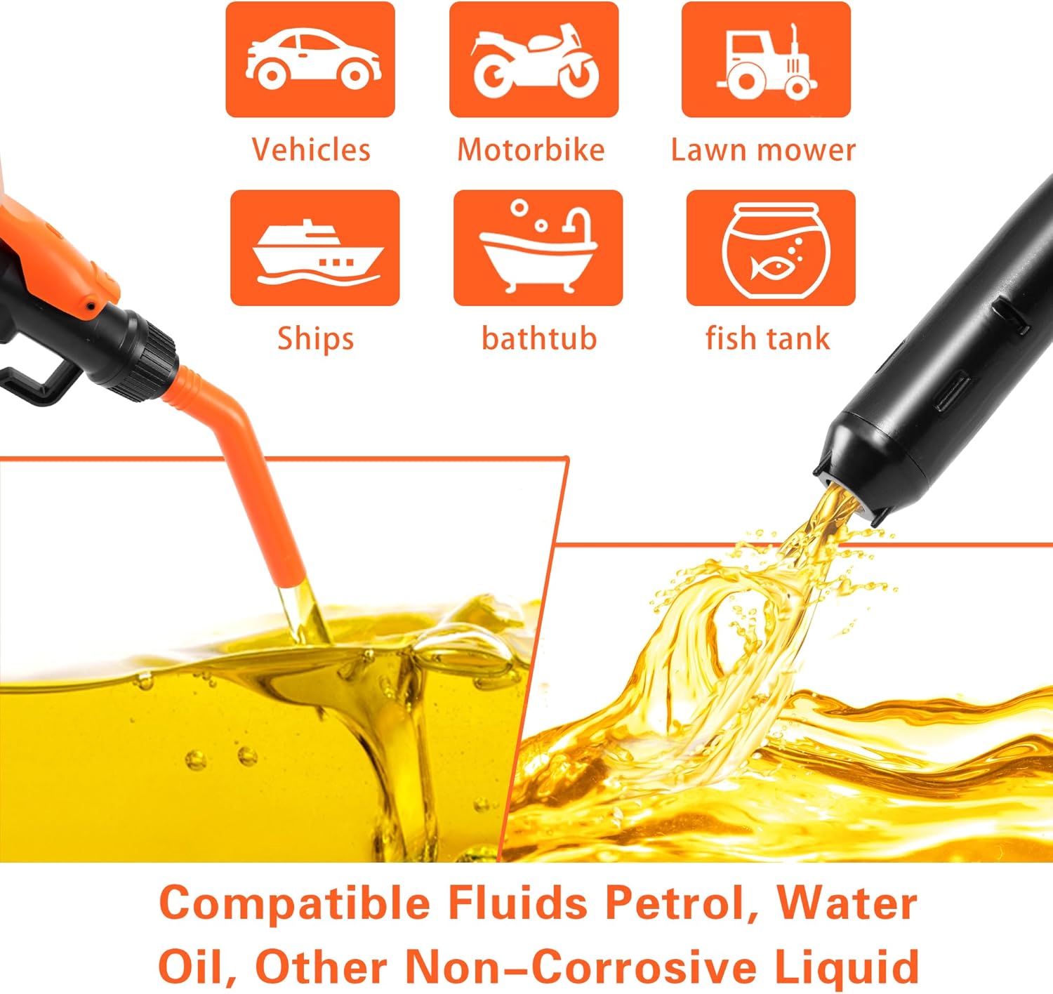 Battery Powered Fuel Transfer Pump Siphon for Gasoline Vehicles