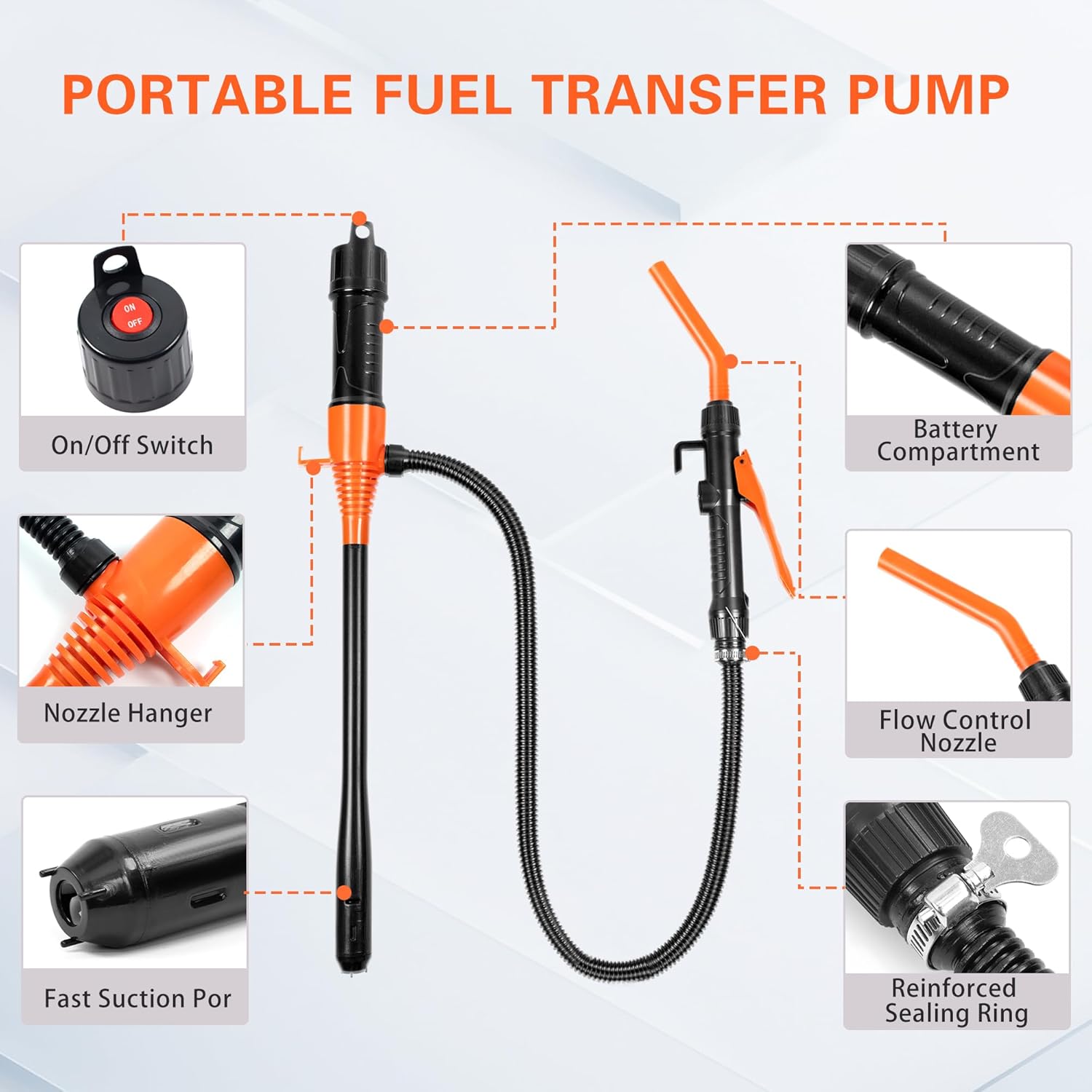 Battery Powered Fuel Transfer Pump Siphon for Gasoline Vehicles
