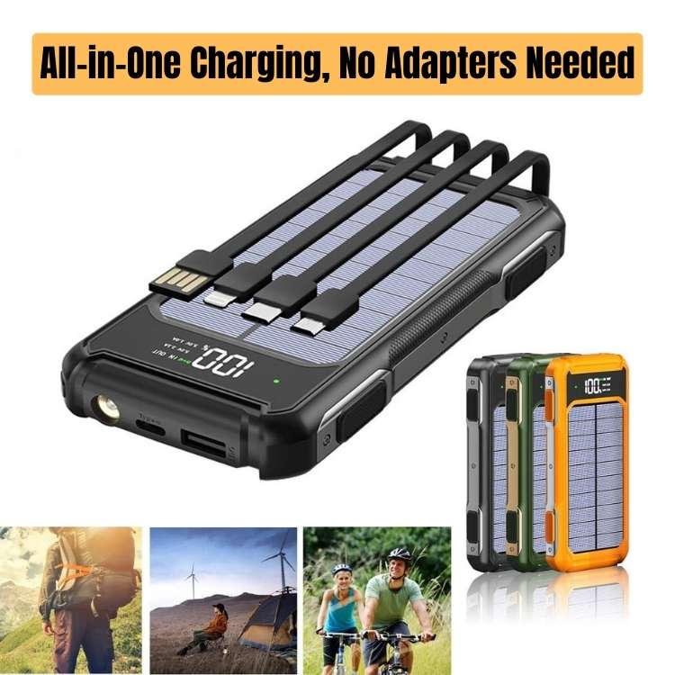Solar Power Bank Portable Charger 200000mAh Battery Pack