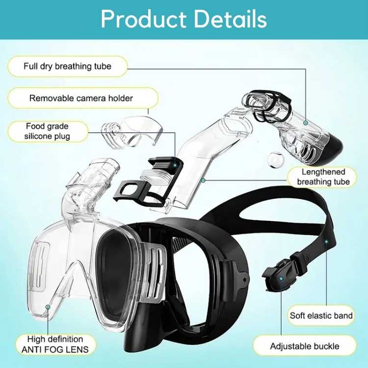 Foldable Full Face Panoramic Snorkel Mask Snorkeling Gear
