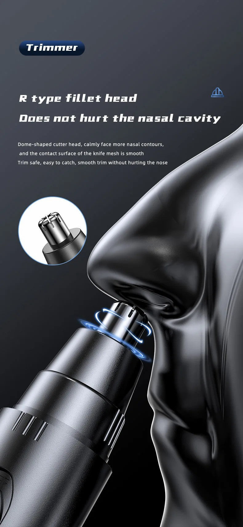 Rechargeable Electric Nose and Ear Hair Trimmer Personal Grooming Tool