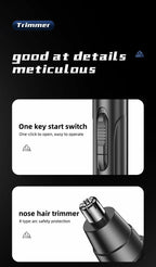 Rechargeable Electric Nose and Ear Hair Trimmer Personal Grooming Tool