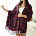 Women Large Square Winter Scarf Wrap Wool Blend Wrap Scarf