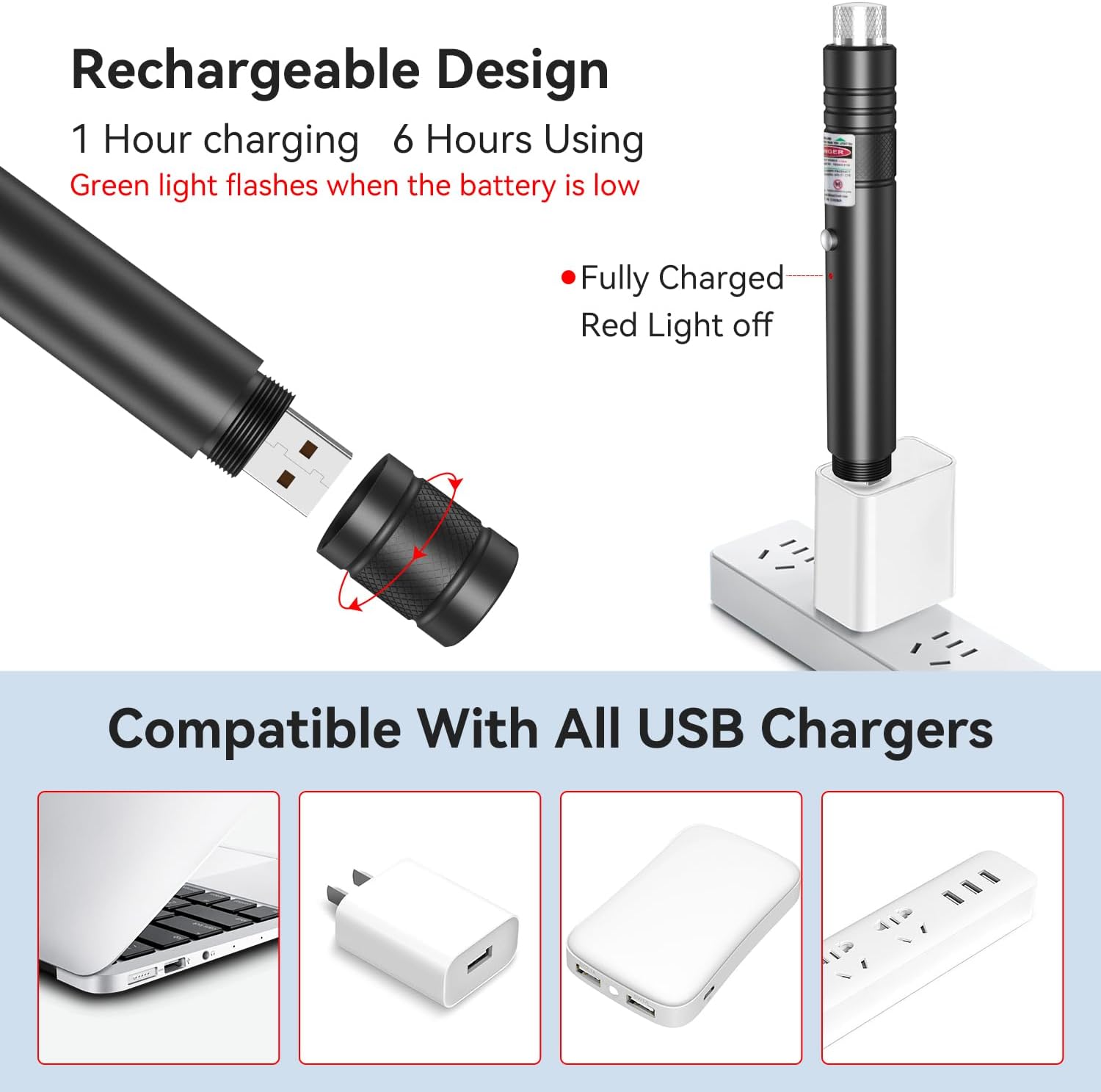 Rechargeable Laser Pointer Pen with Built-in Torch Light